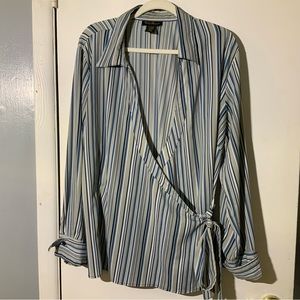 Ashley Stewart Striped Wrap Blouse Sz 20